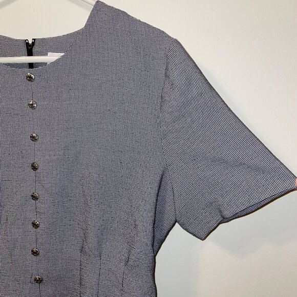 Vintage Miss Dorhy A-Line Dress With Button Front & Striped Hem Size 12 - Picture 2 of 8